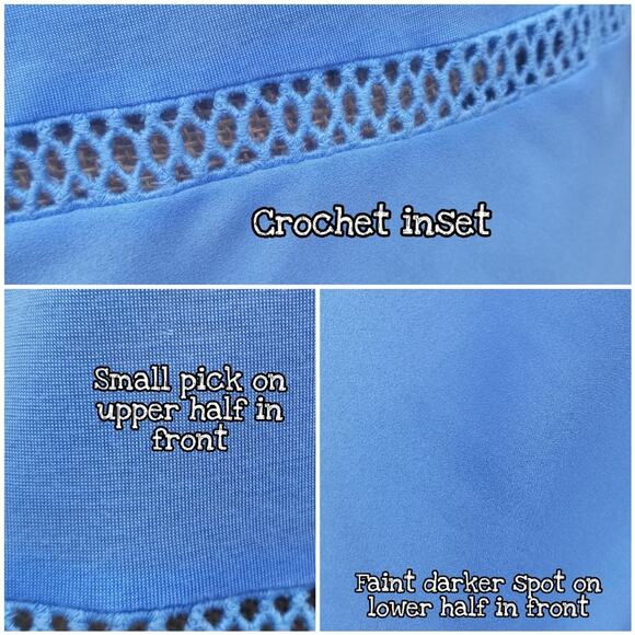 Blue Crochet Accent Tank Top French Connection Size M Sleeveless Top Medium - Picture 5 of 8